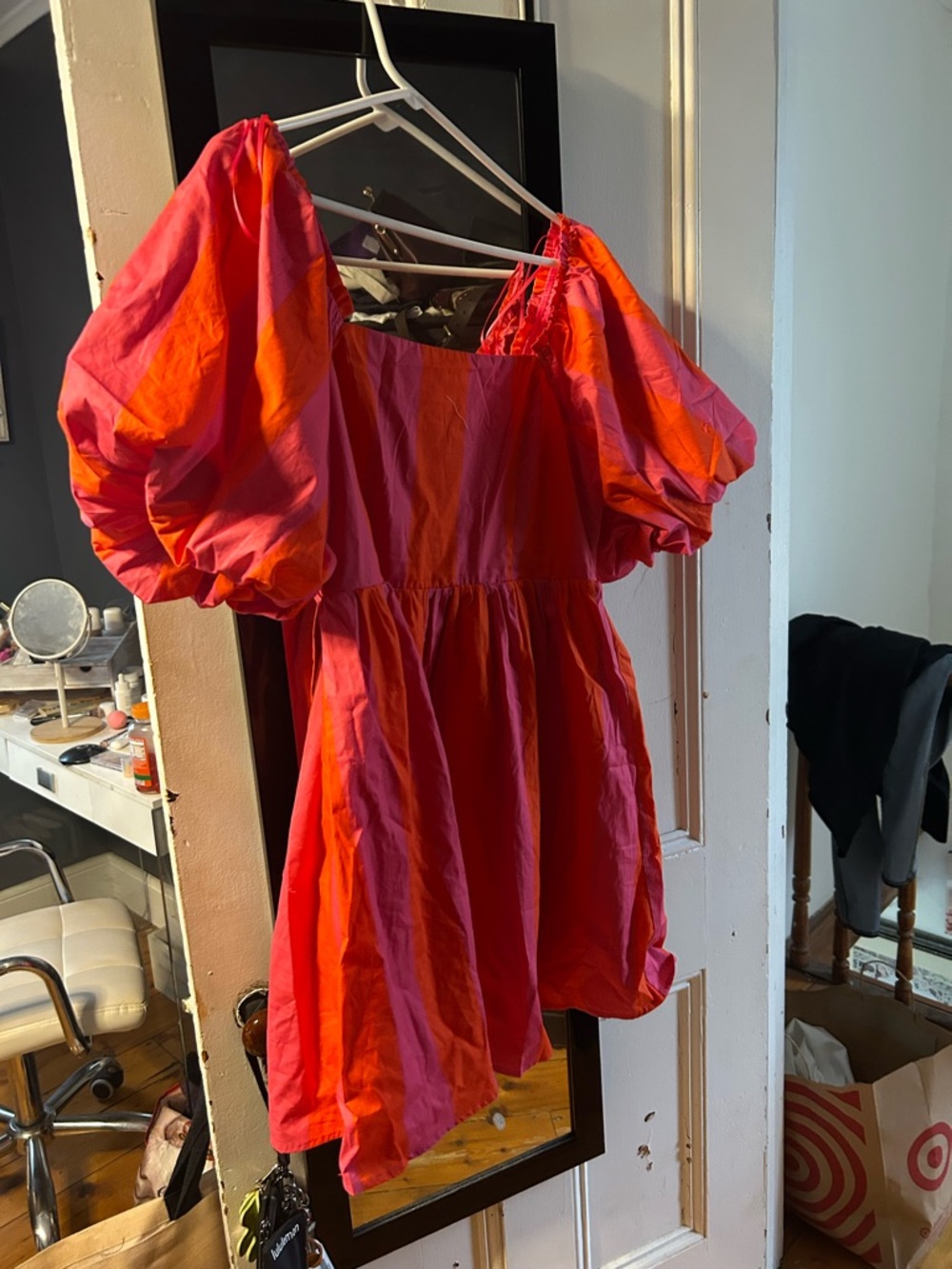 ModCloth Pink & Orange Puff-Sleeve Sundress
